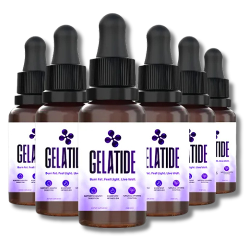 Gelatide™ Drops 6-Bottle Best Value Pack — Amber dropper bottles with purple label