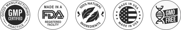GMP Certified · FDA Registered · 100% Natural · Made in USA · Non-GMO